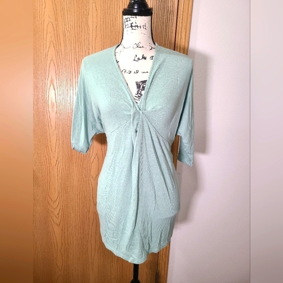 Cherish Tops - Cherish knot front dolman sleeve mint green top